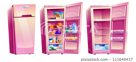 Kitchen fridges set isolated on white background 121640437