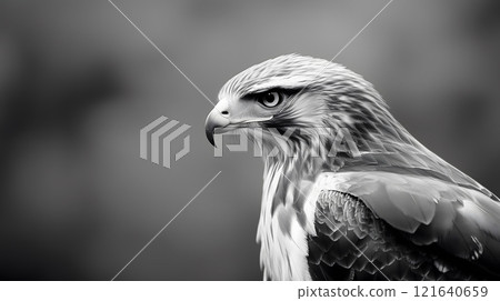 Majestic Hawk Portrait in Black and White 121640659