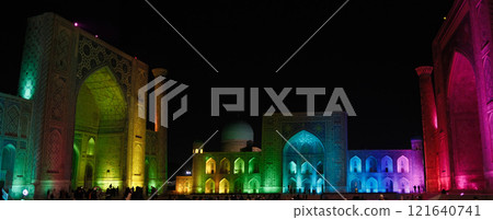 The Registan square, it was the heart of the city of Samarkand of the Timurid Empire, now it becomes the famous tourist spot. 121640741