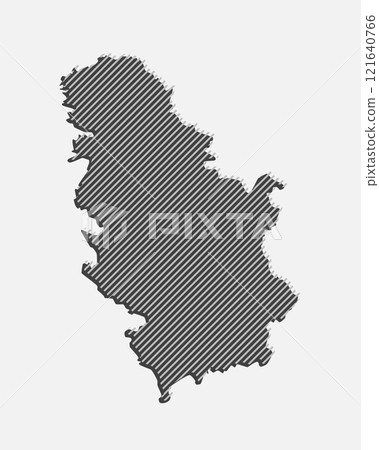 Abstract map Serbia, parallel grey lines 121640766