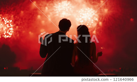 couple watching fireworks 121640966