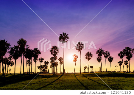 A mesmerizing view of Venice Beach at sunset 121641120