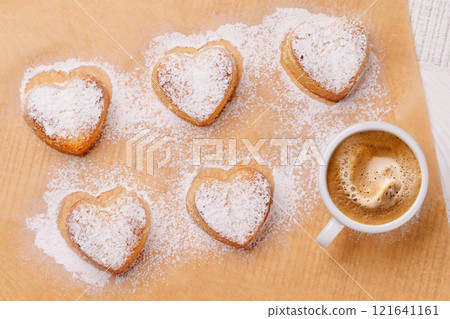 Delightful homemade heart-shaped cookies, perfectly crafted for Valentines Day 121641161