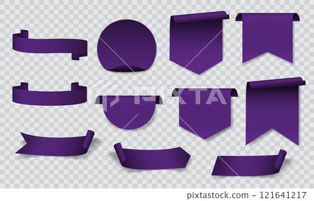 Purple banner sticker label blank set collection on grey checkered background vector Purple banner sticker label blank set collection on grey checkered background vector 121641217