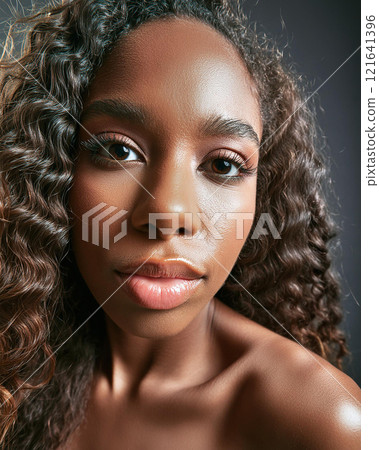 Introspective Beauty with Dark Skin Color in Shadows Introspective Beauty with Dark Skin Color in Shadows 121641396