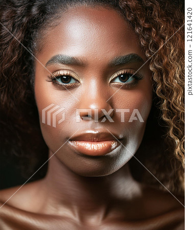 Introspective Beauty with Dark Skin Color in Shadows Introspective Beauty with Dark Skin Color in Shadows 121641420