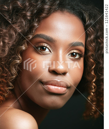 Introspective Beauty with Dark Skin Color in Shadows Introspective Beauty with Dark Skin Color in Shadows 121641422