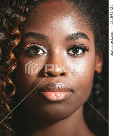 Introspective Beauty with Dark Skin Color in Shadows Introspective Beauty with Dark Skin Color in Shadows 121641423
