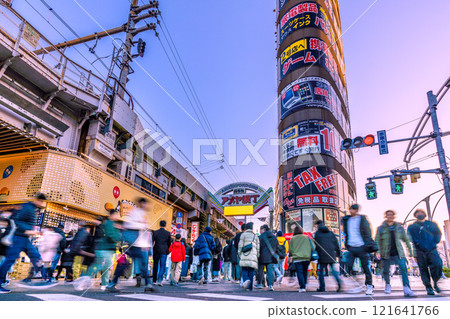 Tokyo cityscape, Japan. New Year's Day. Inbound tourism continues... Ameyoko is bustling with foreign tourists... = January 1, 2025 121641766