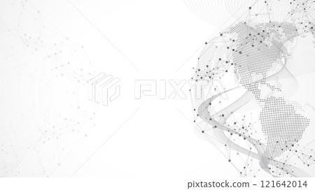 Digits abstract background with connected line and dots, wave flow. Digital neural networks. Network and connection background for your presentation. Graphic polygonal background, illustration Digits abstract background with connected line and dots, wave flow. Digital neural networks. Network and connection background for your presentation. Graphic polygonal background, illustration 121642014