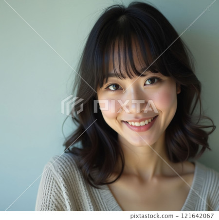 A woman smiling at the camera A woman smiling at the camera 121642067