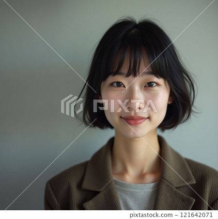 A woman smiling at the camera A woman smiling at the camera 121642071