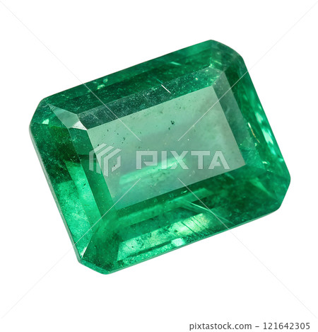 Vibrant emerald gemstone isolated on the transparent background Vibrant emerald gemstone isolated on the transparent background 121642305