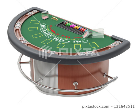 Casino blackjack table isolated on white background - 3D illustration Casino blackjack table isolated on white background - 3D illustration 121642511
