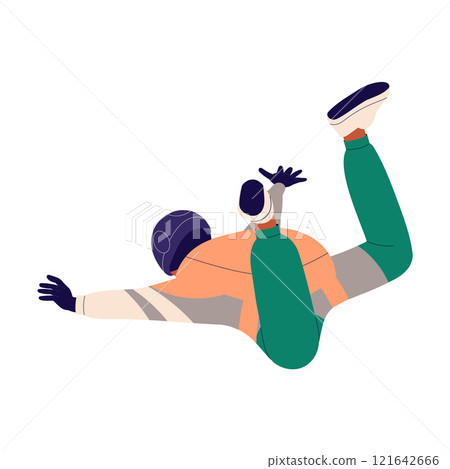 Man Skydiver in Flight Free Falling with Parachute Vector Illustration 121642666