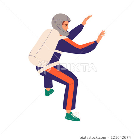 Man Skydiver in Flight Free Falling with Parachute Vector Illustration Man Skydiver in Flight Free Falling with Parachute Vector Illustration 121642674