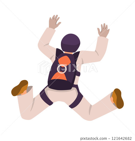 Man Skydiver in Flight Free Falling with Parachute Vector Illustration Man Skydiver in Flight Free Falling with Parachute Vector Illustration 121642682