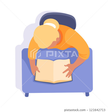 Sitting Woman Office Worker on Chair at Desk Above View Vector Illustration 121642713