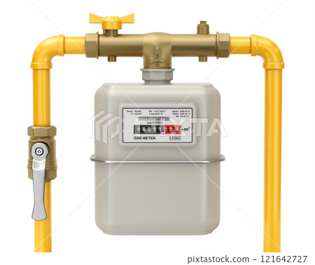 Gas meter isolated on white background - 3D illustration 121642727