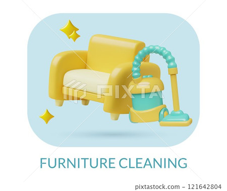 Furniture cleaning professional sofa washing and stain removing service 3d icon design Furniture cleaning professional sofa washing and stain removing service 3d icon design 121642804