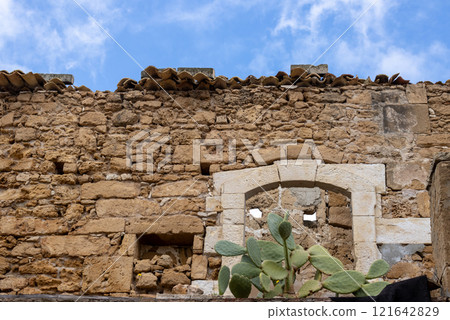 Ruins of former factory, Avola, Sicily, Italy 121642829