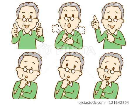 老人姿勢,好,拍手,指點,擔心,微笑 老人姿勢,好,拍手,指點,擔心,微笑 121642894