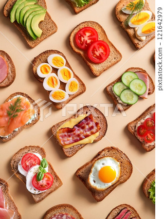 A variety of sandwich ingredients 121642979