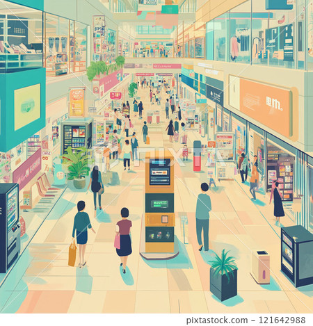A peaceful afternoon shopping session at the mall 121642988