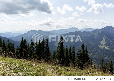 Bodenschneid mountain tour in springtime, Bavaria, Germany 121643405