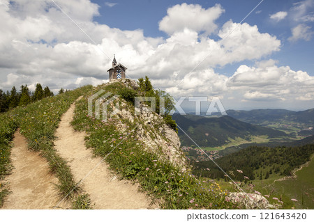 Chapel Freudenreich at Brecherspitze mountain, Bavaria, Germany in summertime 121643420