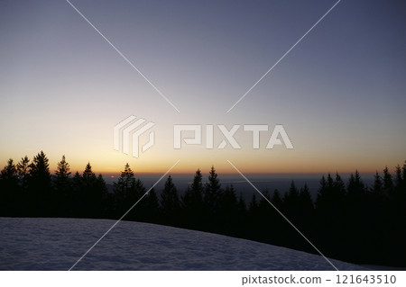 Sunset at Rechelberg mountain in wintertime, Bavaria, Germany Sunset at Rechelberg mountain in wintertime, Bavaria, Germany 121643510