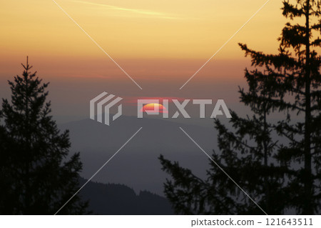 Sunset at Rechelberg mountain in springtime, Bavaria, Germany 121643511