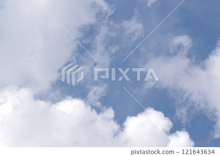 Blue sky and white clouds in summer with cumulus clouds writing space background 1 Blue sky and white clouds in summer with cumulus clouds writing space background 1 121643634