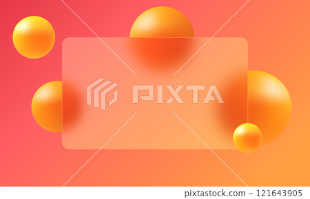 Background glass morphism, interface element for copy space text, bright futuristic background gradient with floating spheres. 121643905