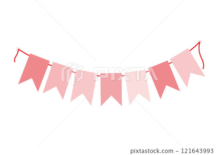 Pennant garland on string in trendy monochrome pink. Valentines or White Day decorative element idea Pennant garland on string in trendy monochrome pink. Valentines or White Day decorative element idea 121643993
