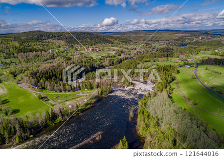 Ristafallet waterfall in the western part of Jamtland is listed as one of the most beautiful waterfalls in Sweden. 121644016
