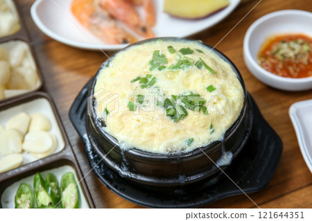 Korean traditional food. steamed egg Korean traditional food. steamed egg 121644351