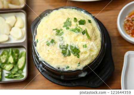 Korean traditional food. steamed egg Korean traditional food. steamed egg 121644359