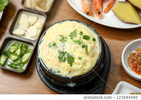 Korean traditional food. steamed egg Korean traditional food. steamed egg 121644360