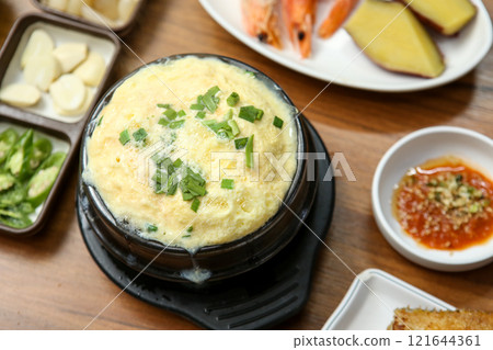Korean traditional food. steamed egg 121644361