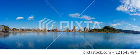 Panorama photo of Hashiguiiwa from Kushimoto Roadside Station to Bentenjima 121645484