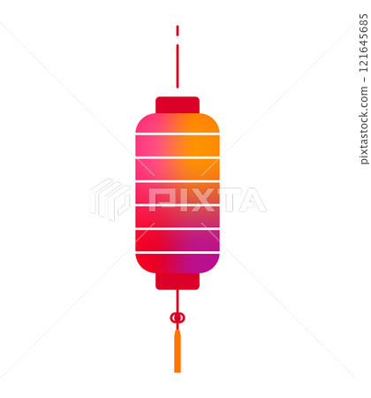 Chinese lantern vector illustration. Lunar oriental light lamp. Asia traditional decoration in simple modern style. Gradient color design Chinese lantern vector illustration. Lunar oriental light lamp. Asia traditional decoration in simple modern style. Gradient color design 121645685