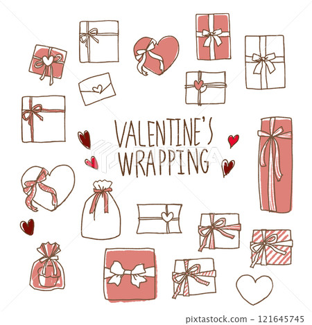 情人節包裝的時尚線條畫集 情人節包裝的時尚線條畫集 121645745