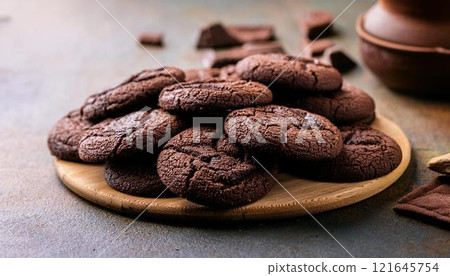 Freshly baked crispy chocolate cookies 1 121645754