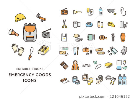Disaster prevention goods icon set 3 121646152
