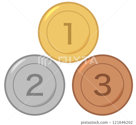 Simple gold, silver and copper coin set (with numbers) Simple gold, silver and copper coin set (with numbers) 121646202