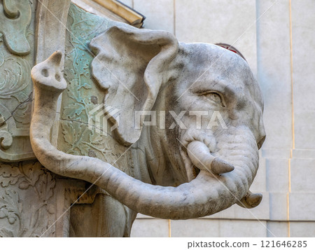 Minerva elephant obelisk in Rome designed by the Italian artist Gian Lorenzo Bernini The red granite obelisk was originally erected by Pharaoh Apries about 580 BC 121646285