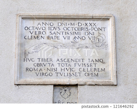 Latin inscription in church of Piazza della Minerva place in Rome english translation is about The floods of the Tiber river 121646292