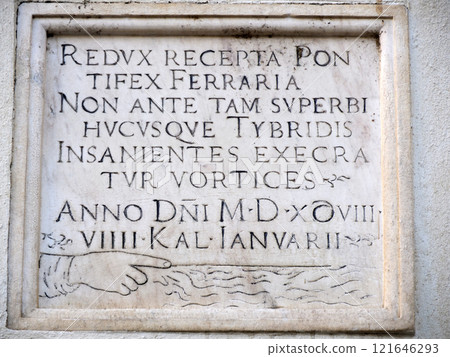 Latin inscription in church of Piazza della Minerva place in Rome english translation is about The floods of the Tiber river 121646293