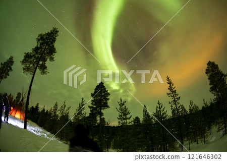 Northern Lights in Lapland Inari Nelli Lakes forest Northern Lights in Lapland Inari Nelli Lakes forest 121646302